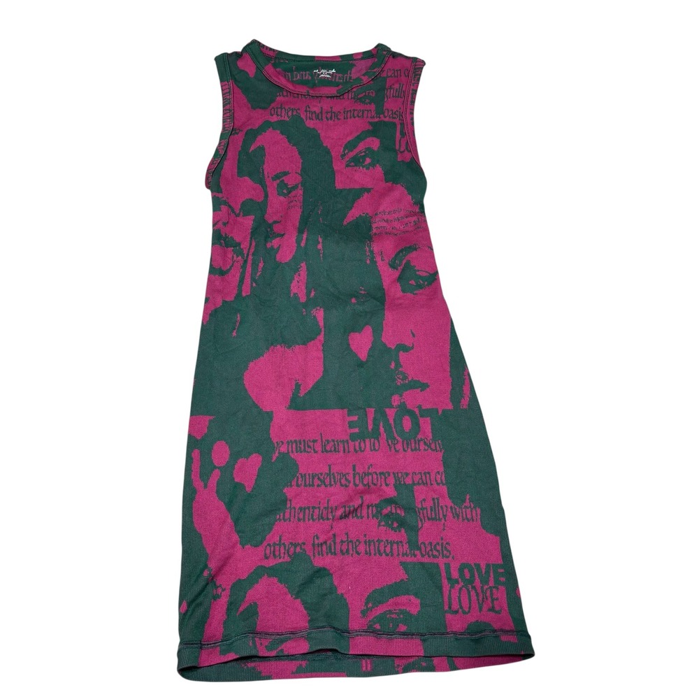 Urban Outfitters NWT Out From Under Graphic Pink Teal Cut Out Mini Dress Medium - Picture 3 of 12